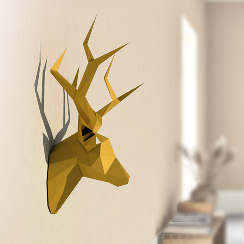 

3D Pre-cut Paper Pear David's Deer Head Home Decor Paper Model Animal Wall Art Papercraft