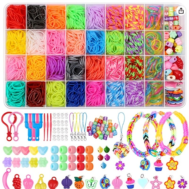 

2400pcs Loom Bands Kit, Rubber Bands For Bracelet Making Kit DIY Art Craft Kit &Boys Creativity Ideal Birthday Gifts