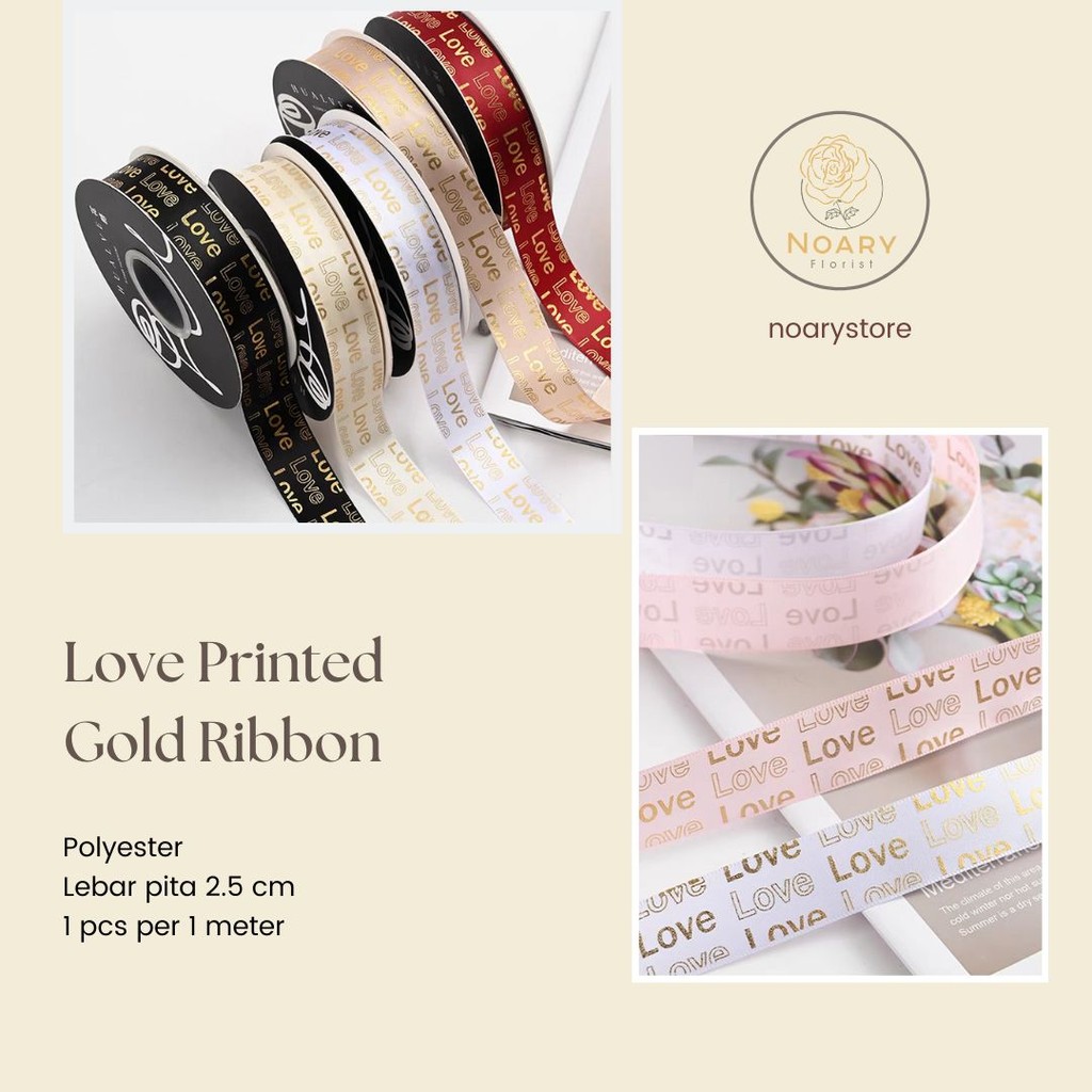 

LOVE PRINTED GOLD RIBBON