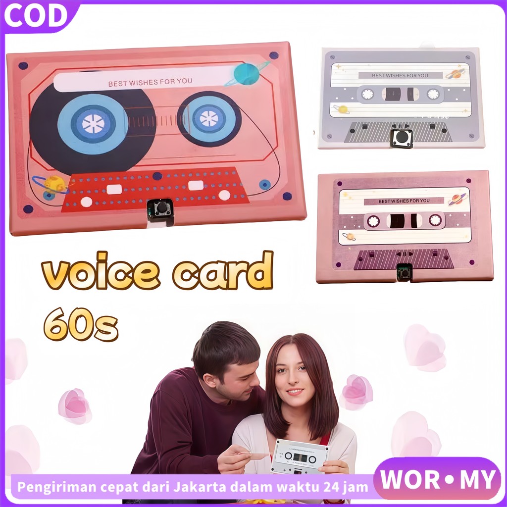 

【WOR·MY】Kartu Ucapan DIY Dalam Kaset Kartu Pos yang Dapat Direkam Hadiah Valentine Rekaman Suara