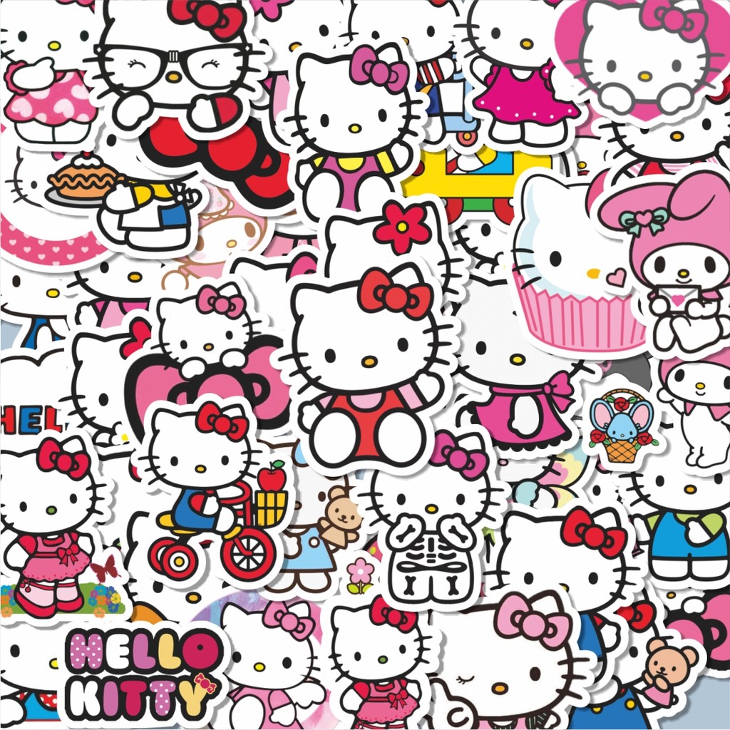 

100PCS Lucu Stiker Kartun Hello Kitty Stiker Aesthetic Stiker Anti Air Stikers Berperekat Waterproof sticker decal buat Motor Helm Buku Journal Koper Casing HP Laptop Botol Minum Hadiah anak