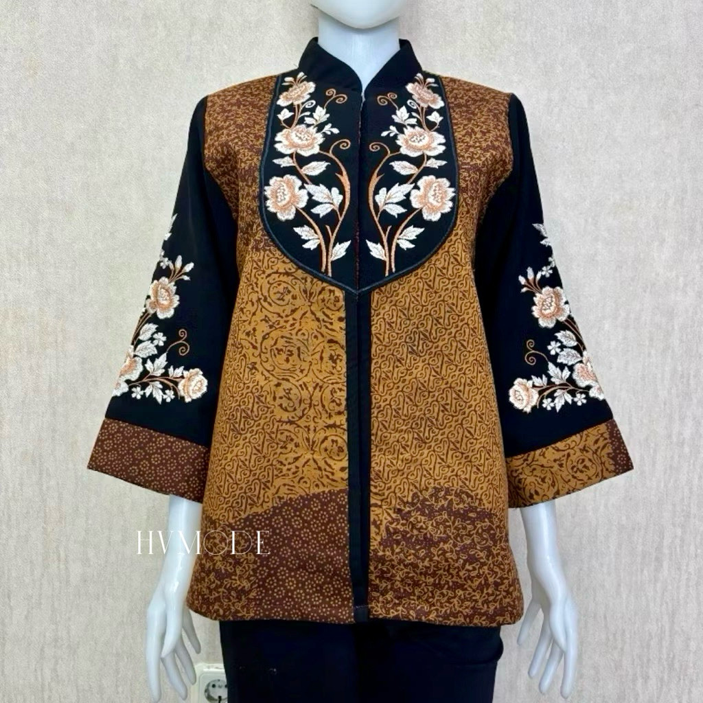 Batik Wanita Sultan trikot Bordir batik sogan - Noya Blouse