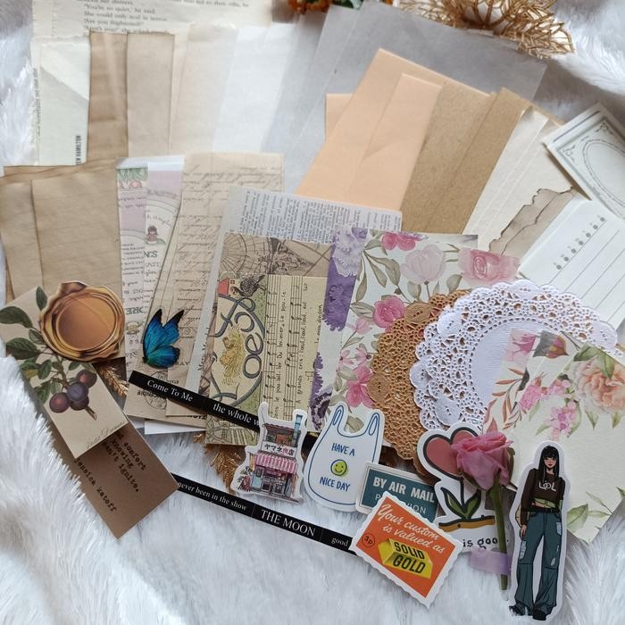 

TERLARIS! journal kit vintage aesthetic 66 pcs untuk scrabbook