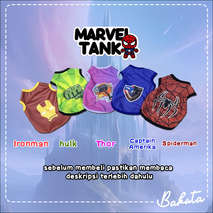 Baju Kucing Tank Edisi Marveel Tank Untuk Kucing dan anjing kecil / Baju Kucing Size XS-XXL