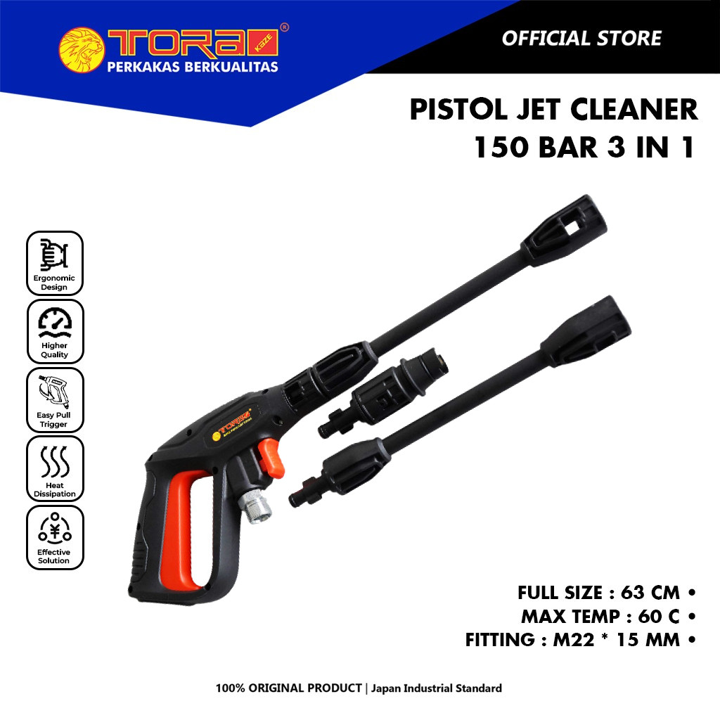 TORA Pistol Jet Cleaner 150 Bar 3 In 1 - Pressure Washer Gun PWG4880