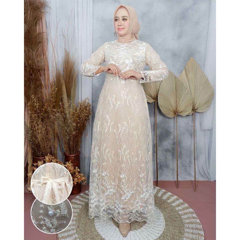 Gamis Pesta / Gamis Maxi Brokat / Gamis Tile / Gamis Jumbo / Maxi Dress / Baju Muslim Arimbi Seragam