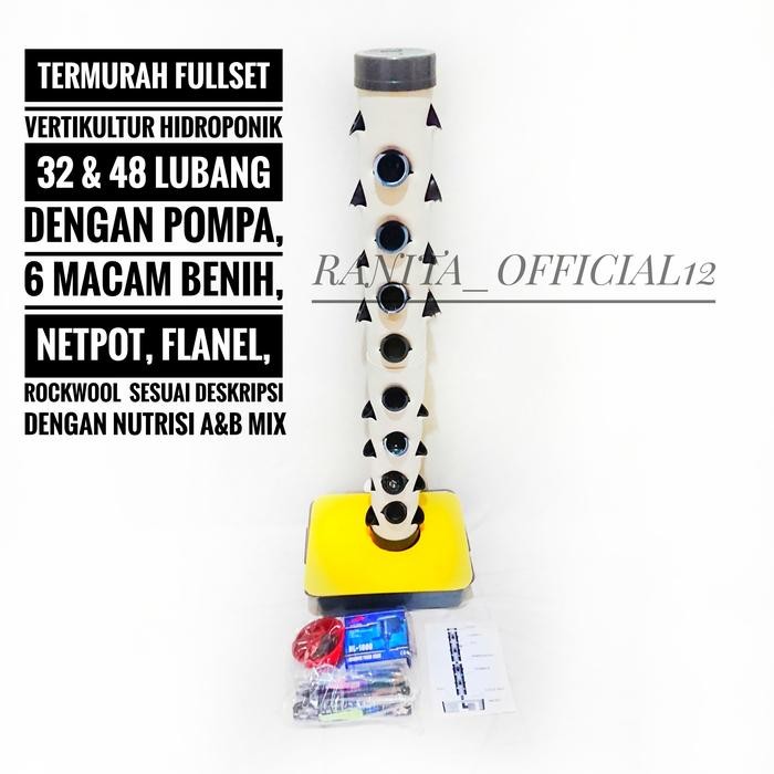 TERMURAH FULL SET VERTIKULTUR HIDROPONIK TOWER 32 dan 48 Lubang - 32Lubang