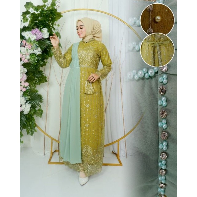 Gamis Brukat Terbaru Baju Wanita Jumbo Abaya Kebaya Dress Muslim  Camila Kamila Naila  Syari Remaja 