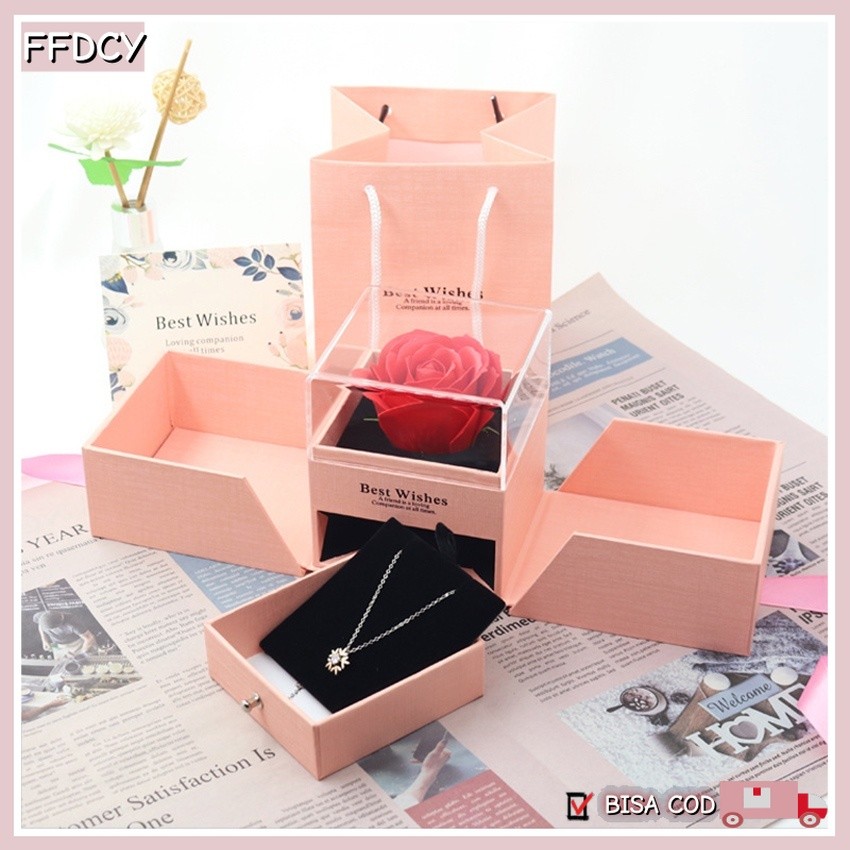 

Eternal Rose Gift Box /Mawar Gift Box /Kotak Perhiasan Kado Kalung Cincin Lamaran Mawar /kotak Penyimpanan Perhiasan Yang Universal Untuk Kalung/hadiah Valentine,hadiah Natal(Tdk Termasuk Perhiasan/Aksesoris)