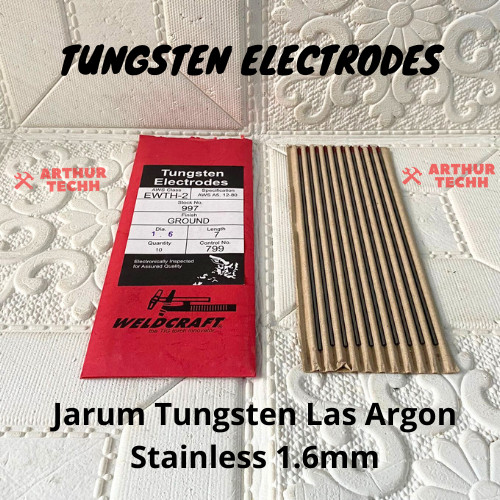 WELDCRAFT | Tungsten Electrodes 10Pcs Jarum Tungsten Las Argon Stainless 1.6mm Dan 2.4mm