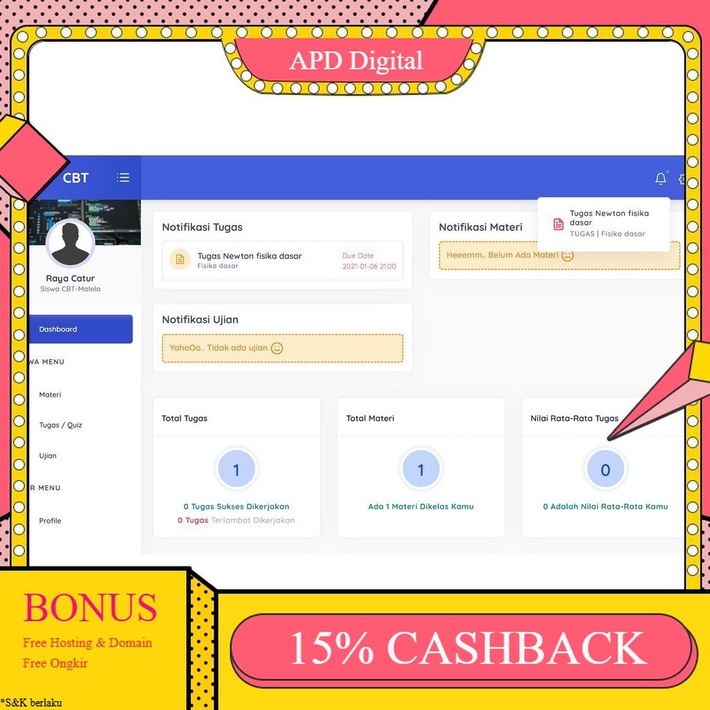 Source Code E learning + Ujian Online Pilihan Ganda dan Essay Berbasis Website APD
