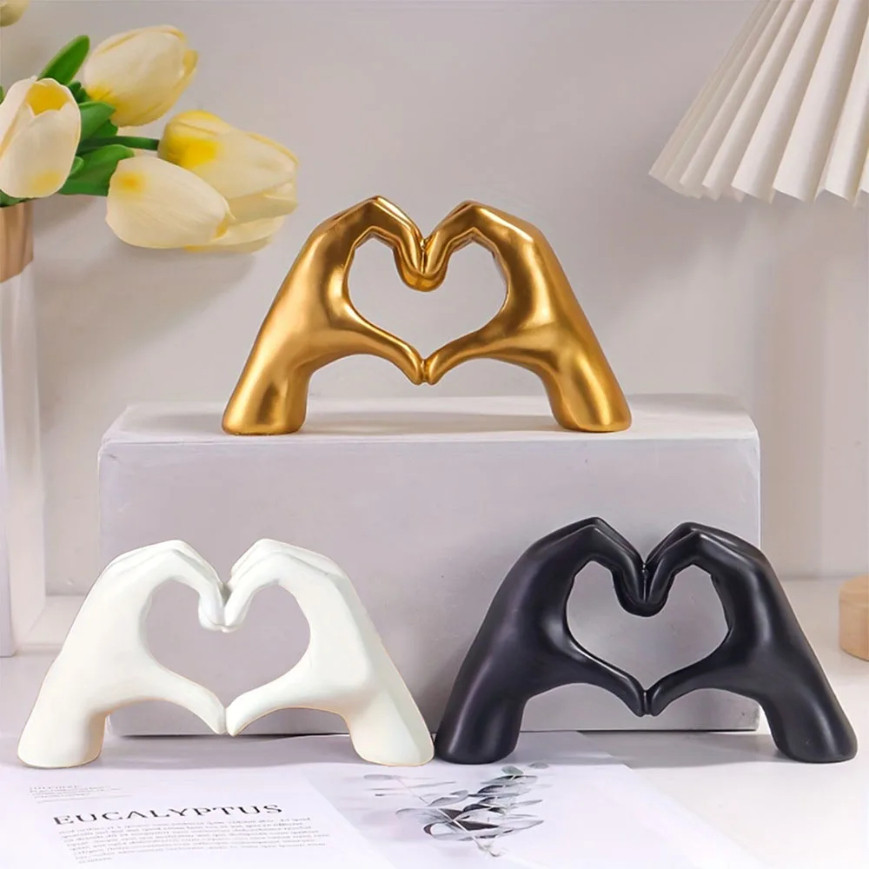 

Nordic Light Luxury Resin Love Gesture Statues Sculptures Desktop Ornament Art Crafts for Office Home Decoration