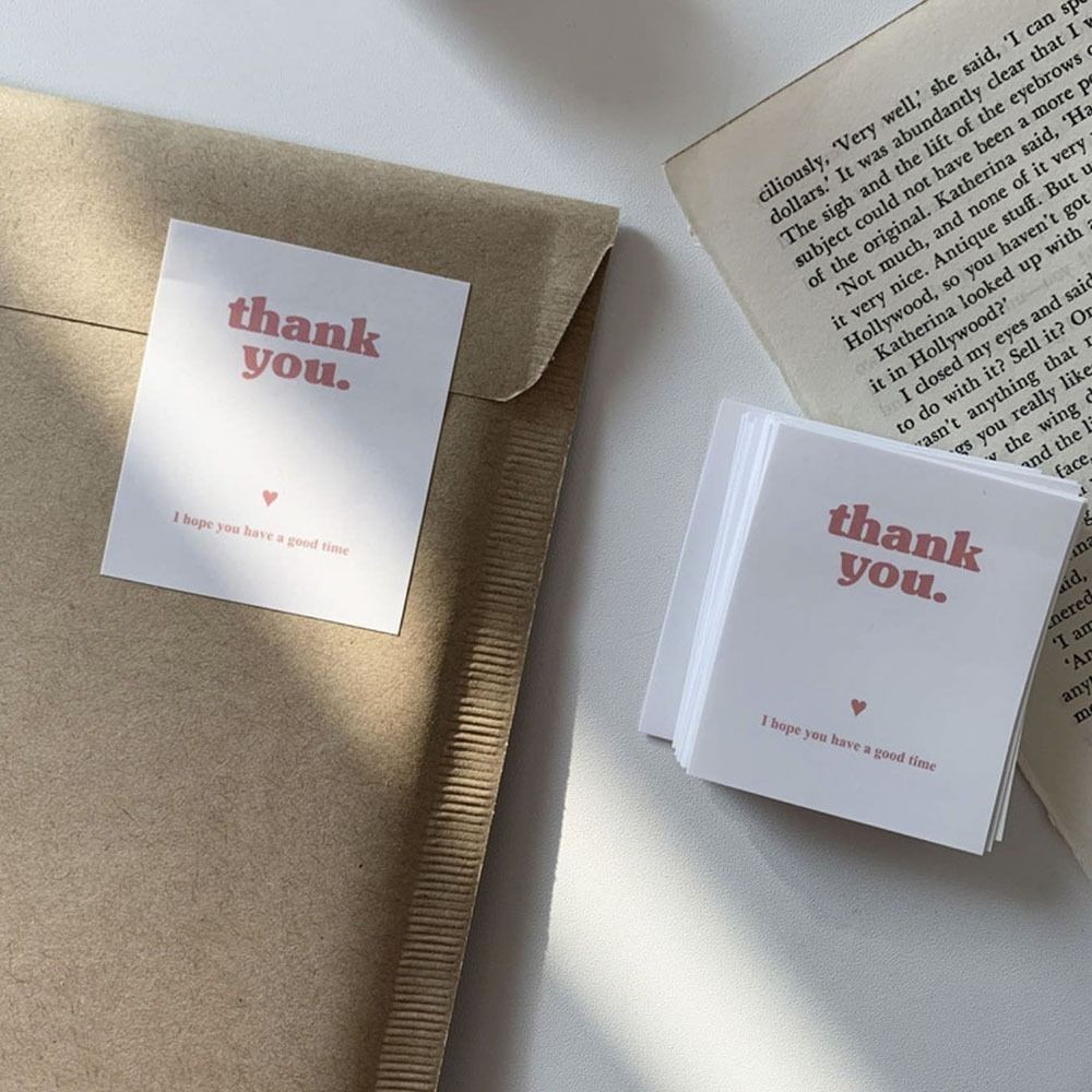 

100Pcs Thank You Stickers Rectangular Label Sticker for Gift Package Express Delivery Delicate Fashion Sealing Stickers