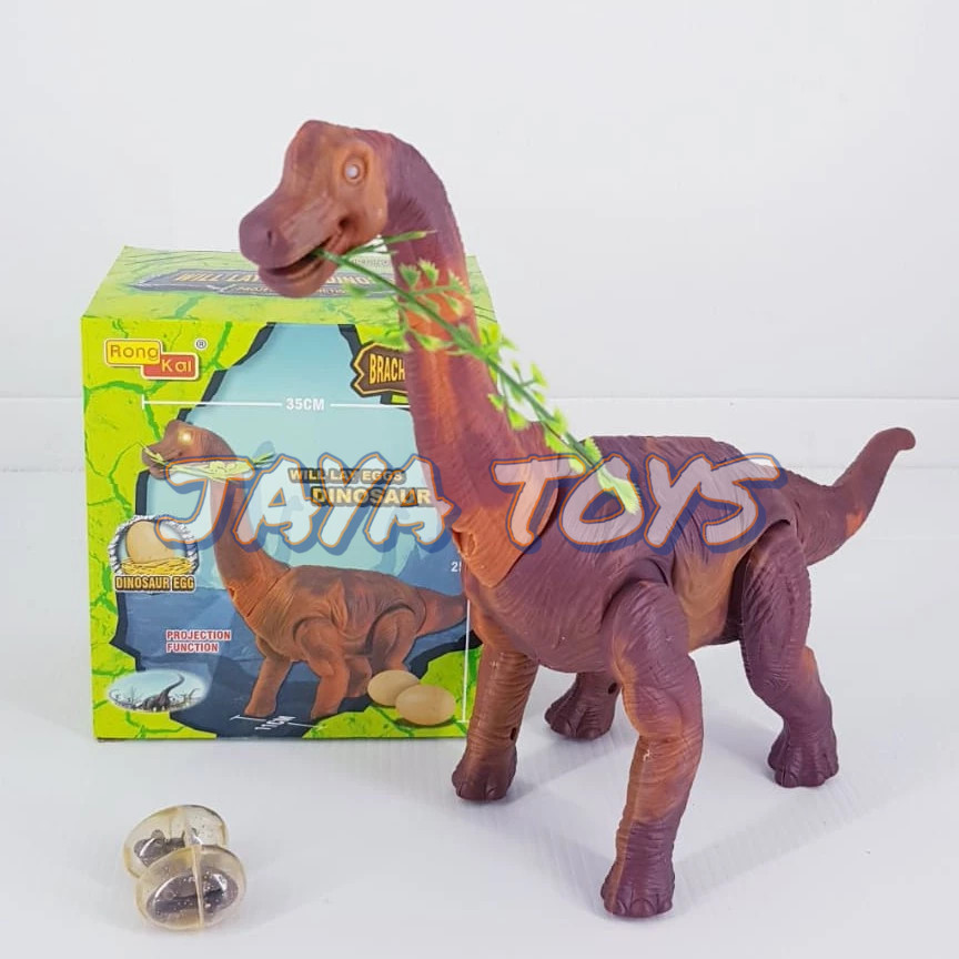 Mainan Anak Dinosaurus Bertelur Leher Panjang Brachiosaurus RONG KAI Jumbo Mainan Bertelur Born Egg