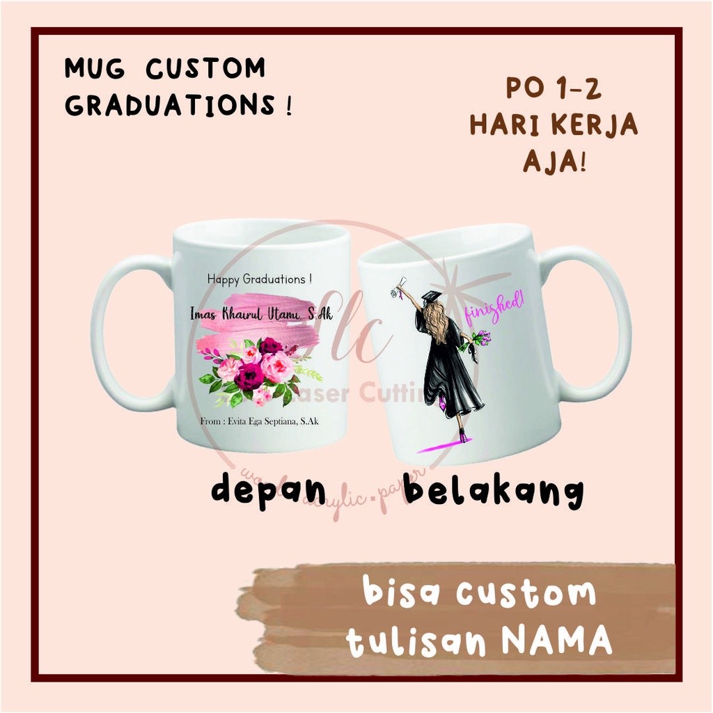 MUG HAPPY GRADUATION CUSTOM TULISAN + DUS MUG