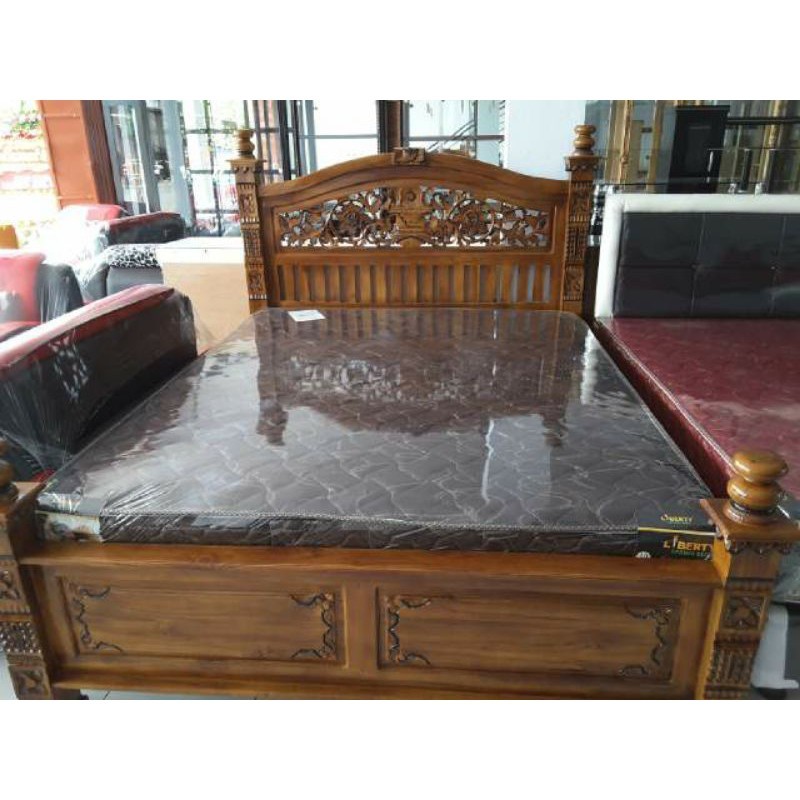 Ranjang  Kayu Jati Plus Kasur Springbed