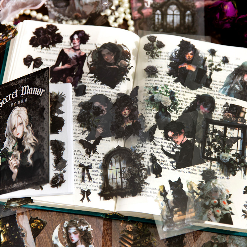 

JIANQI 54 Pcs Large size PET Sticker Book Kit DIY Scrapbooking Supplies Collage Junk Journal Vintage Decor Stationery Supplies