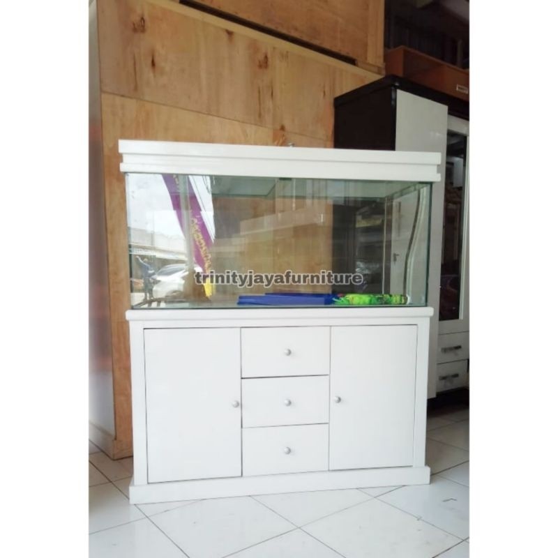 Meja Aquarium Plus Aquarium Sama Tutup 120cm Kaca 8ml/Candra Furniture