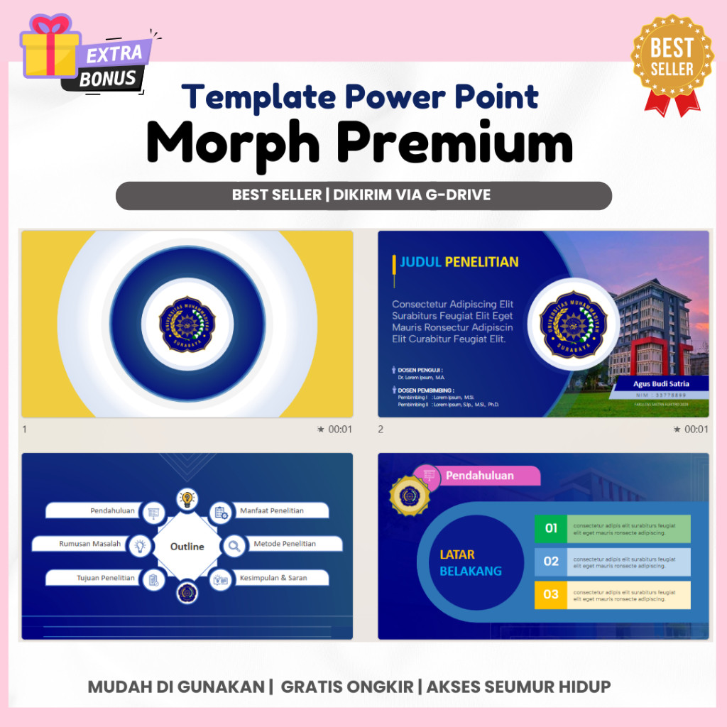 Template PPT Premium - Animasi Morph, Animasi Bergerak untuk Seminar & Sidang | PPT 6