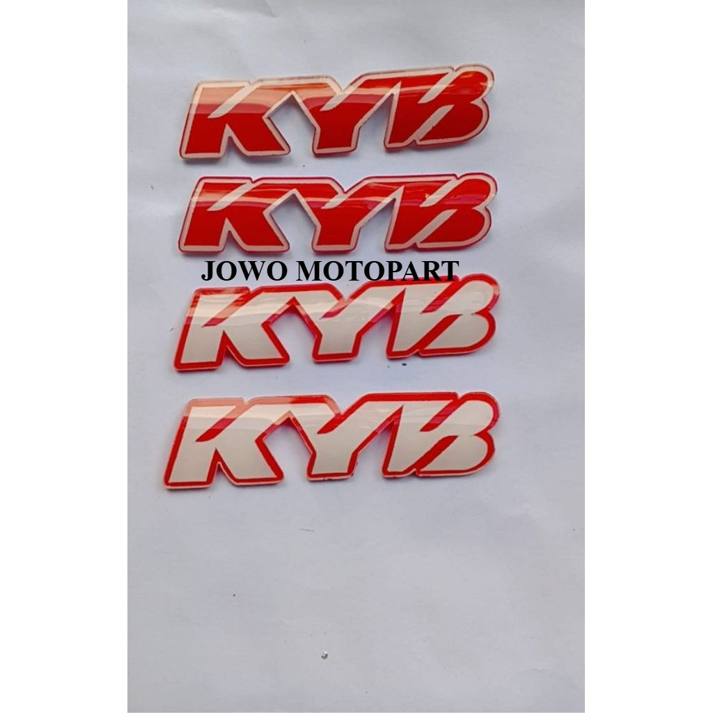 EMBLEM AKRILIK EMBLEM KYB (merah putih)LOGO TIMBUL 3D BUKAN STIKER 1 SET KOMPLIT KIRI DAN KANAN Embl