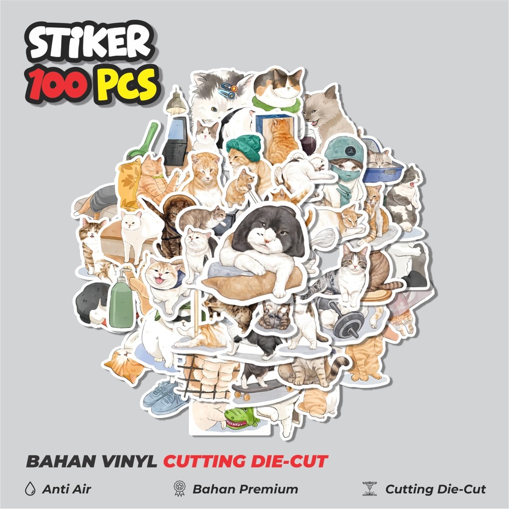 

Terbaru! 50 pcs Stiker Hewan Funny Cat [Kucing Lucu] Dekorasi Lucu Kreatif untuk Notebook, Skateboard, HP