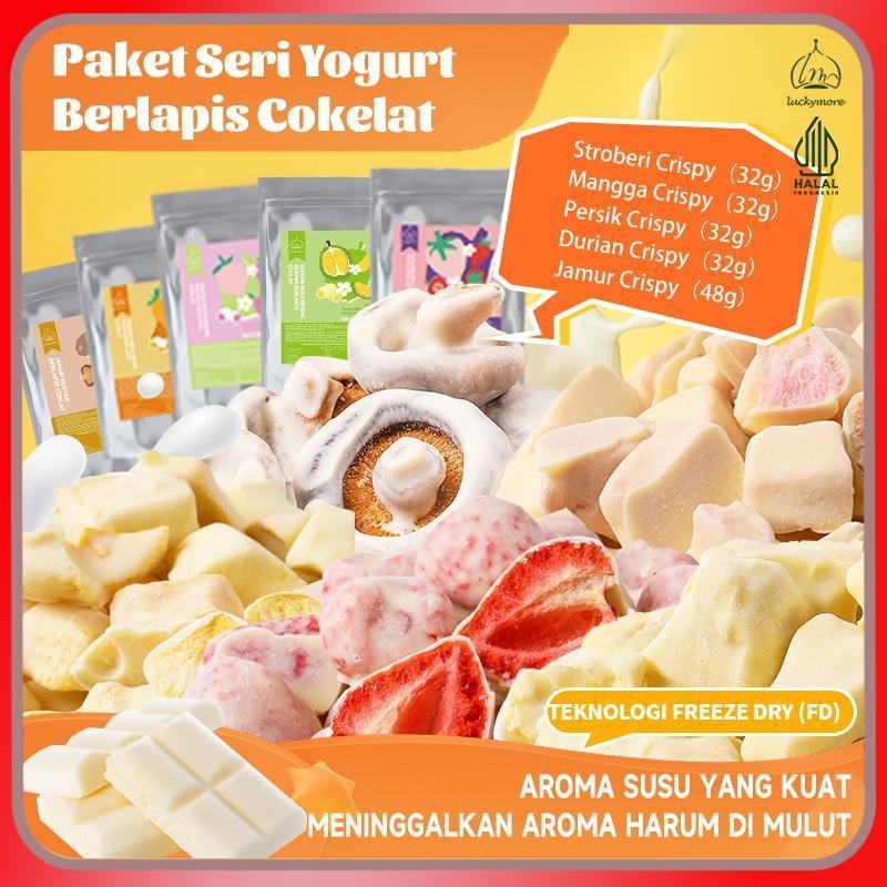 

[Luckymore] HALAL Paket 3 Berlapis Coklat Matcha, Dried Snacks Makanan Ringan Beku-Kering Paket 3 Berlapis Coklat Matcha Stroberi Matcha Jamur Matcha & Cokelat 122g Freeze-Drying Snack, Keripik