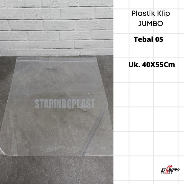 Plastik Klip Jumbo uk 40x55 cm Ziplock Bening Besar Tebal 0.5