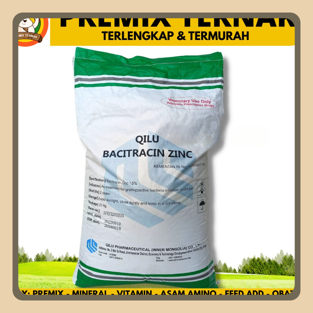 AGP AYAM BROILER - BACITRACIN ZINC 15% 1KG  - PEMACU PERTUMBUHAN AYAM PEDAGING BROILER - ANTIBACTERI