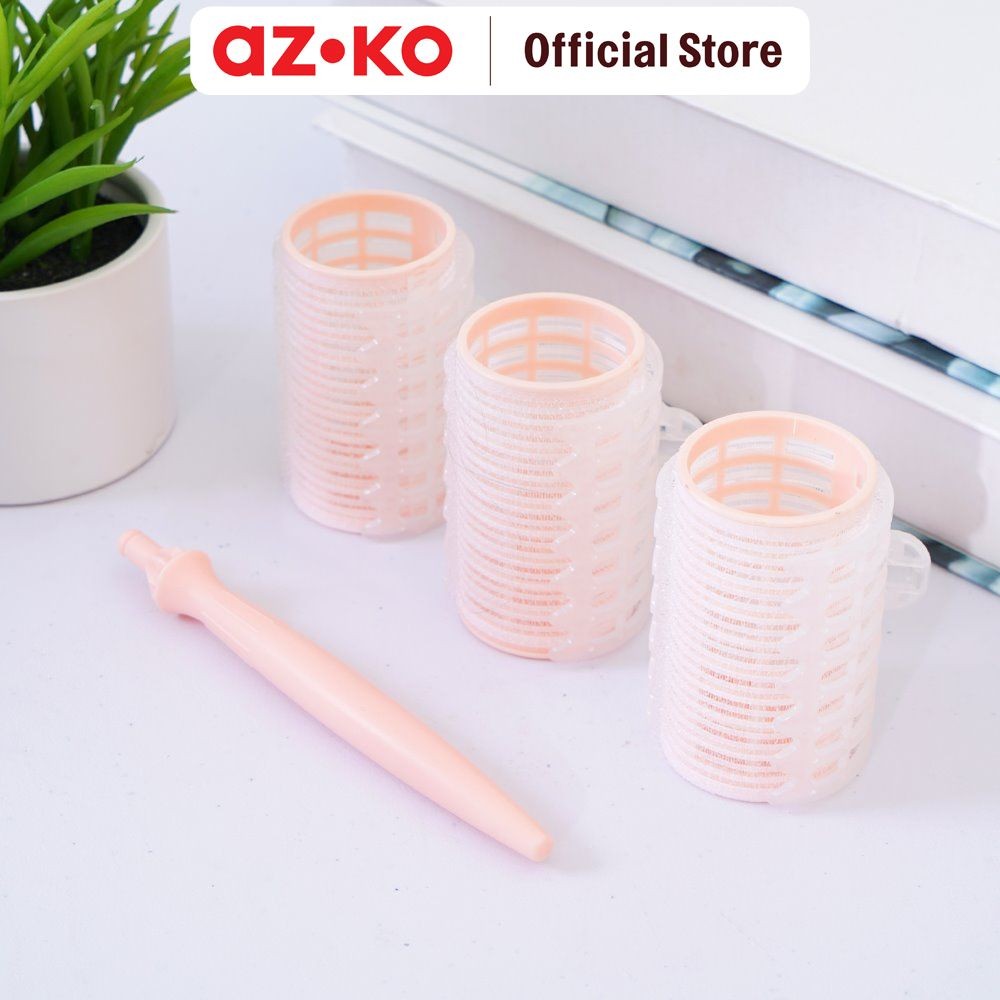 AZKO Ataru Set 3 Pcs Roll Rambut Large Dengan Handle Hair Roll Curler Hair Styler Alat Styling Rambu