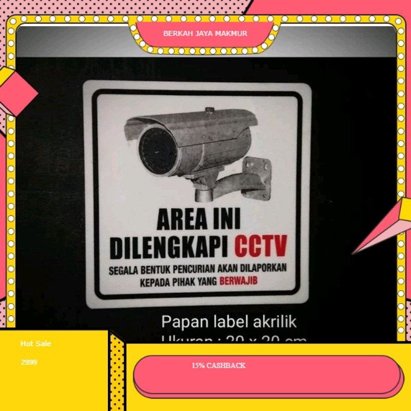 

stiker Sign tulisan area ini di lengkapi cctv sticker area dipantau cctv