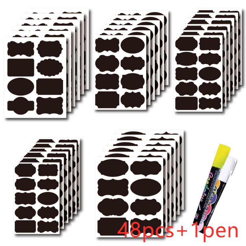 

New 42/48pcs Jar Stickers Kitchen Label Stickers Blackboard Spice Labels Sticker Storage Organizer Bottles Label Chalkboard Tag