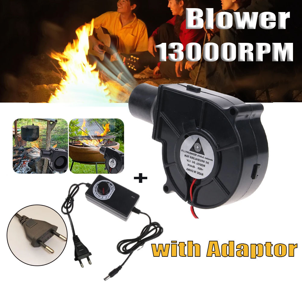 Blower Mini BBQ Kipas 1 Set/Portable Blower Keong Angin Dengan Adaptor/Blower Ac Turbocharger Portab