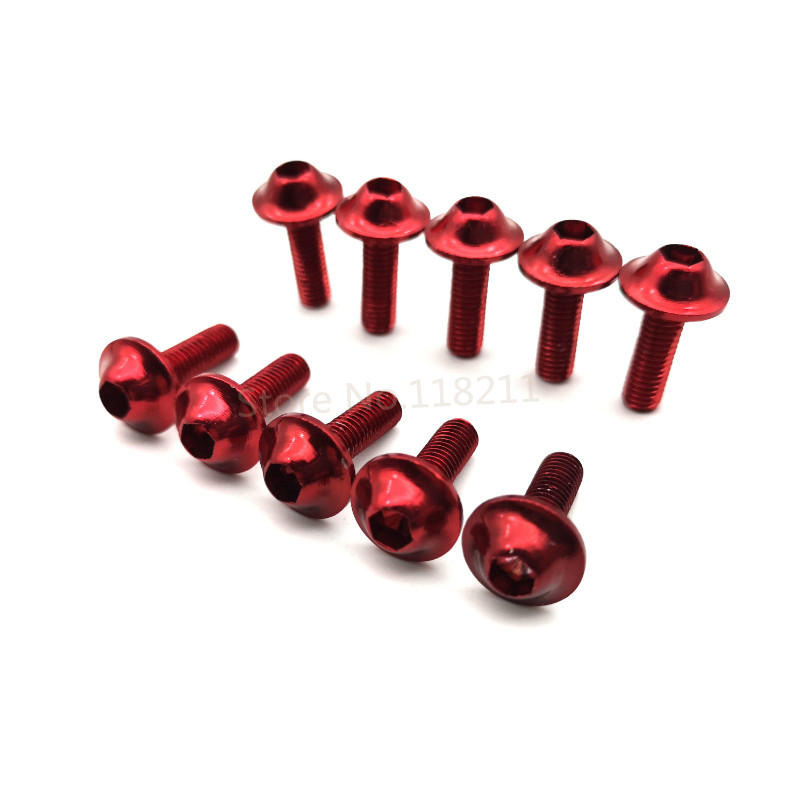 

10pcs Motorcycle Bolts Screw M5 x 16 mm Aluminum adornment Bolts Red Anodised 16mm Bolts Red Screws M5 Cap Head