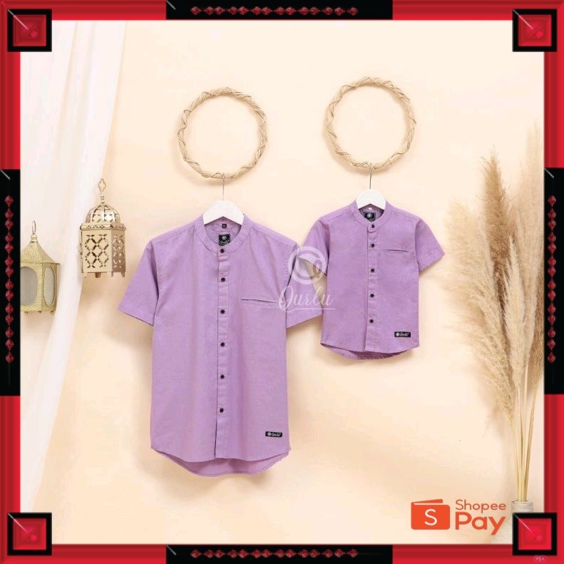 [PREMIUM ORIGINAL] Qurlu - Kemeja Koko Dewasa/Anak warna LILAC (baju couple ayah dan anak laki-laki)