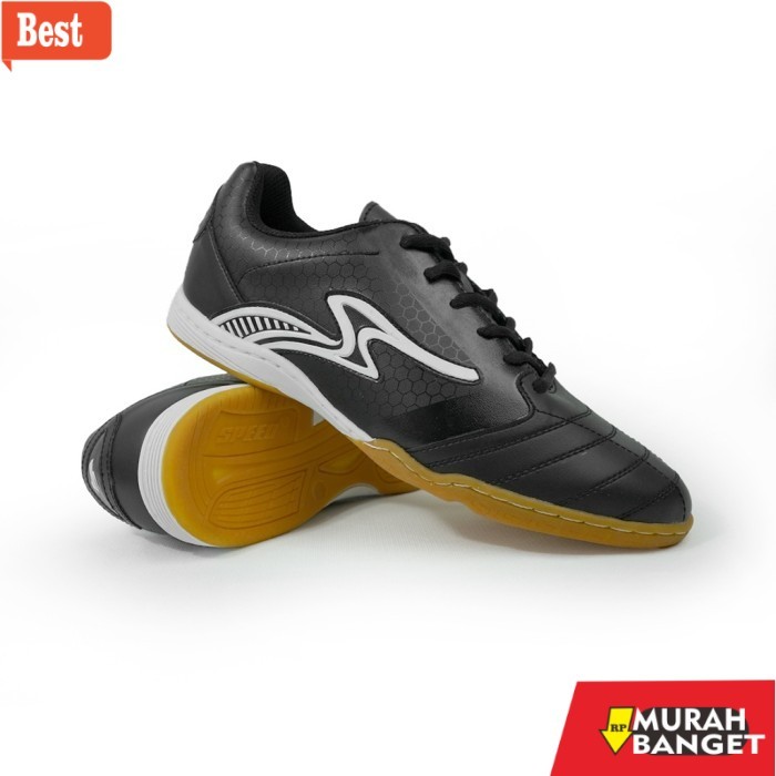 rekomendasi sepatu futsal Speed - Preston Hitam Putih - Sepatu Futsal Olahraga Original 38-42 - Hita