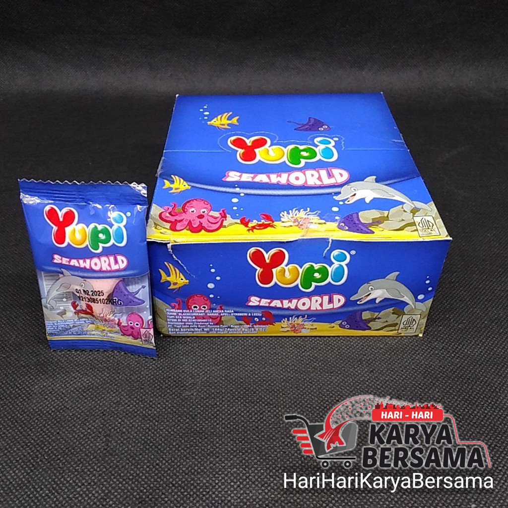 

MAKANAN RINGAN PERMEN GUMMY YUPI SEAWORLD MINI BOX 24'S X 6GR