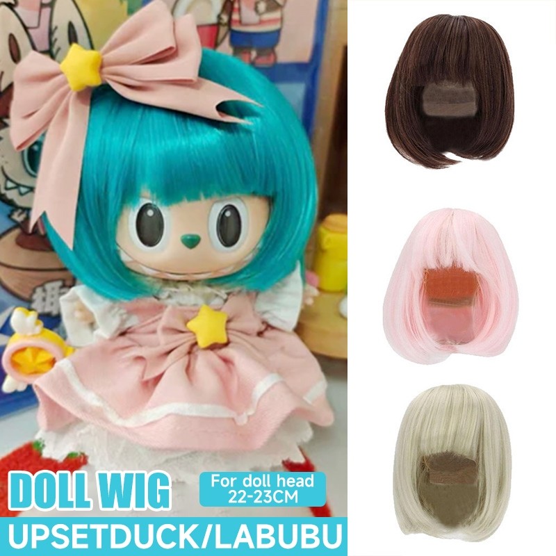 HJ45RF READY STOCKLabubu/Upset Duck Rambut Palsu Fashion 1/3 DIY Doll Wig Straight Bangs Shoulder Le