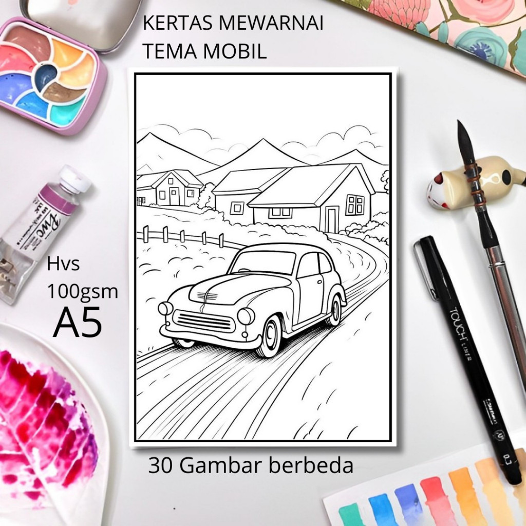 

30 Gambar Kertas mewarnai anak / Coloring / Sketa Tema Mobilclaraa aurel