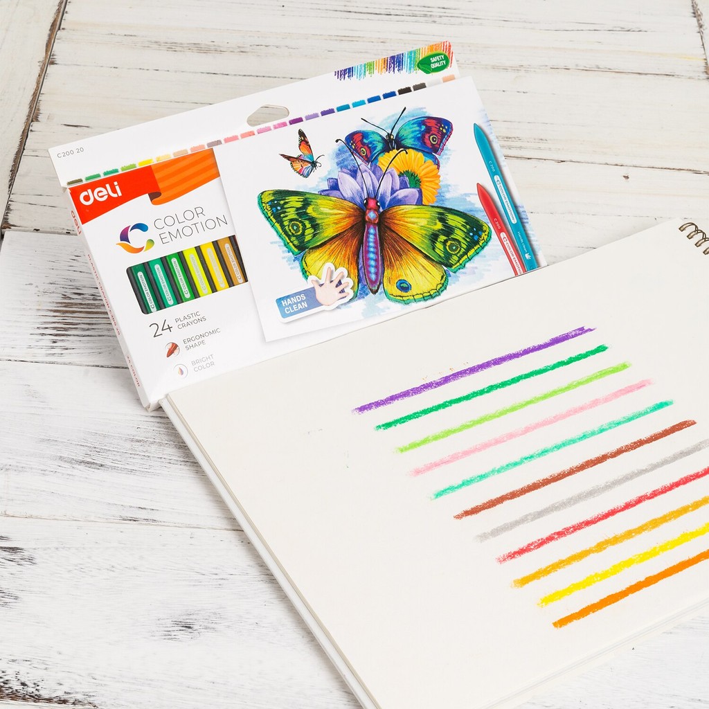 

Deli 24pcs Plastic Crayon Washable Non-toxic Triangular Coloring Pencil Erasable Toys Ergonomic Shape Student Office