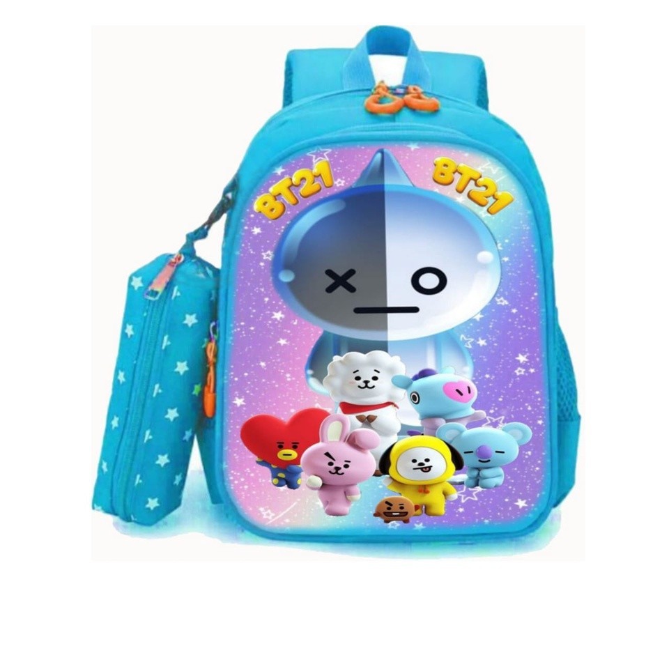 Grosiran/ Tas Ransel Sekolah Anak Perempuan Khusus TK dan PAUD Karakter BT21 BLINK Bonus Tempat Pens