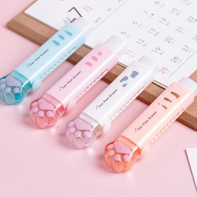 

Kawaii Push Type Erasers Cat Paw Rubber Pencil Erasers Wipe Clean Correction Tools Kids Toys Stationery School Office Supplies