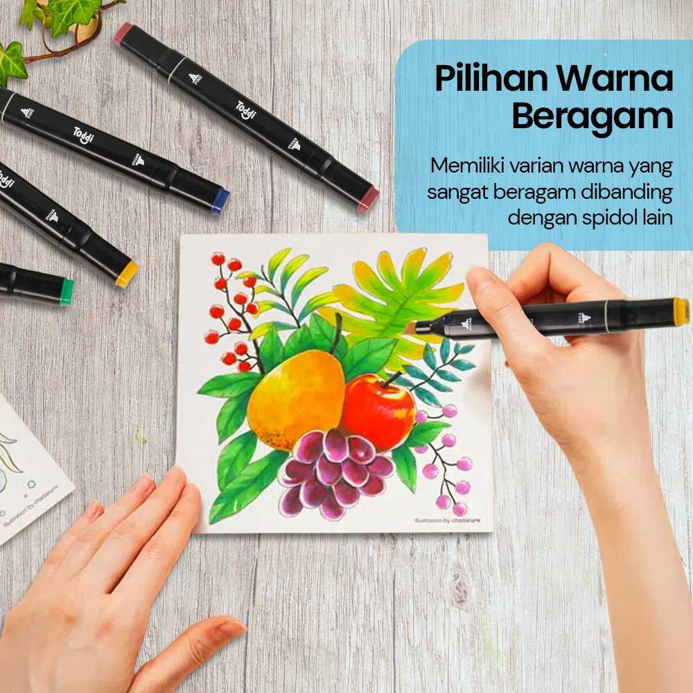 

Toddi Spidol Dua Sisi Fine Art Brush Pen Art Marker Set 60 Color - HL270