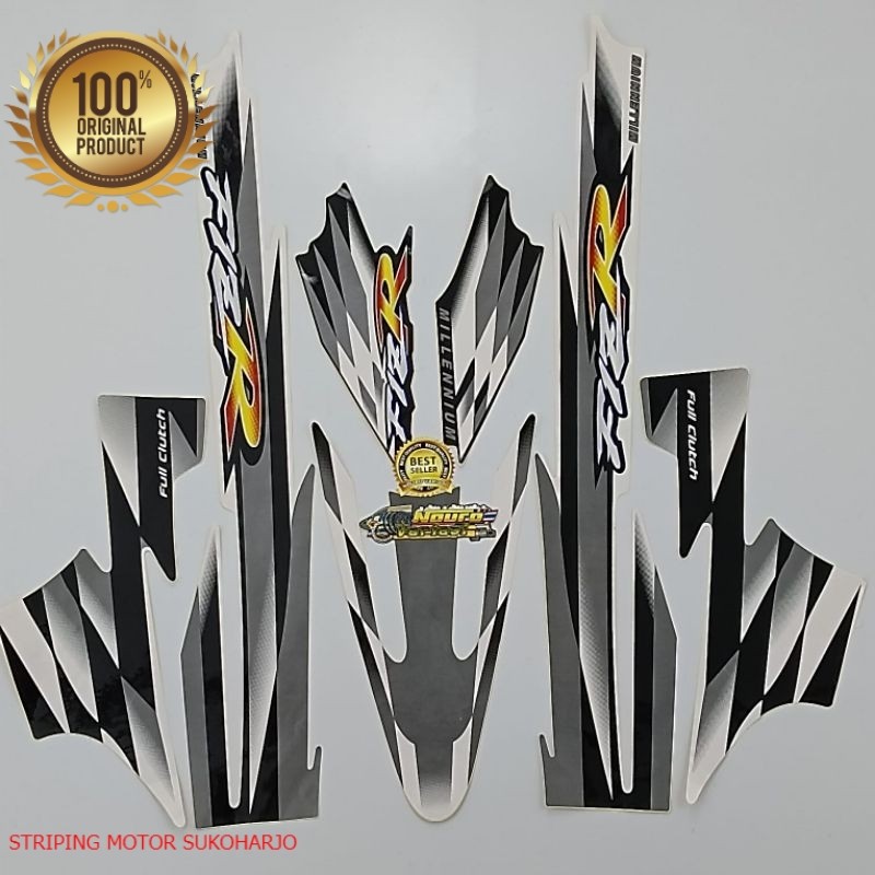(ORI) striping yamaha fizr f1zr fiz r milenium hitam silver  kualitas original