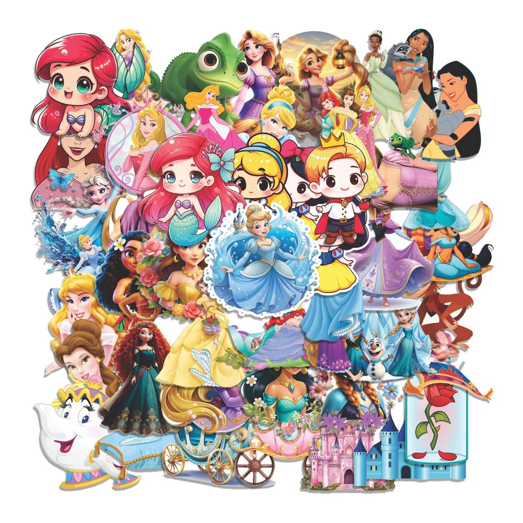 

COD 50 Pcs Stiker MIXED DISNEY PRINCESS SERIES 02 Lucu Anti Air Untuk Dekorasi Notebook Sepeda Skateboard Handphone