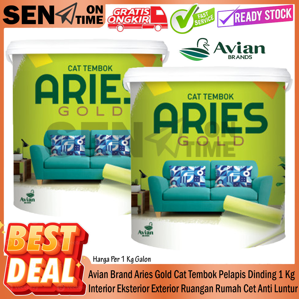 Cat Tembok Aries Gold Avian Brands Per Galon Isi 1 Kg Kilo Cet Dinding Plafon Teras Kamar Anti Jamur