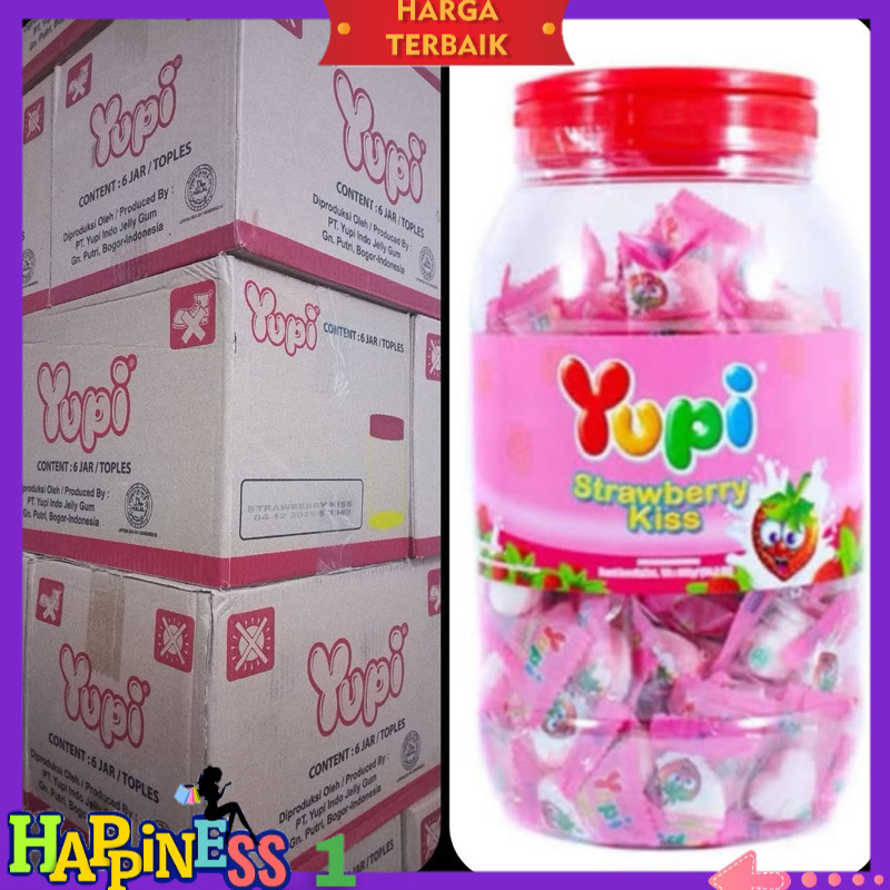 

TOPLES 1 300 gr ( 1 dus isi 6 toples ) Yupi Pink StrawberryKiss / permen Yupi 1 karton/dus