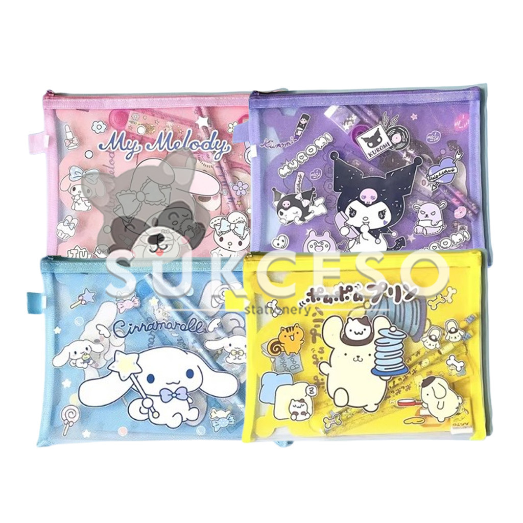 

Fancy Study Set Zipper Motif Karakter Sanrio 3355 - Paket Alat Tulis Kotak Pensil Jaring A5 Murah