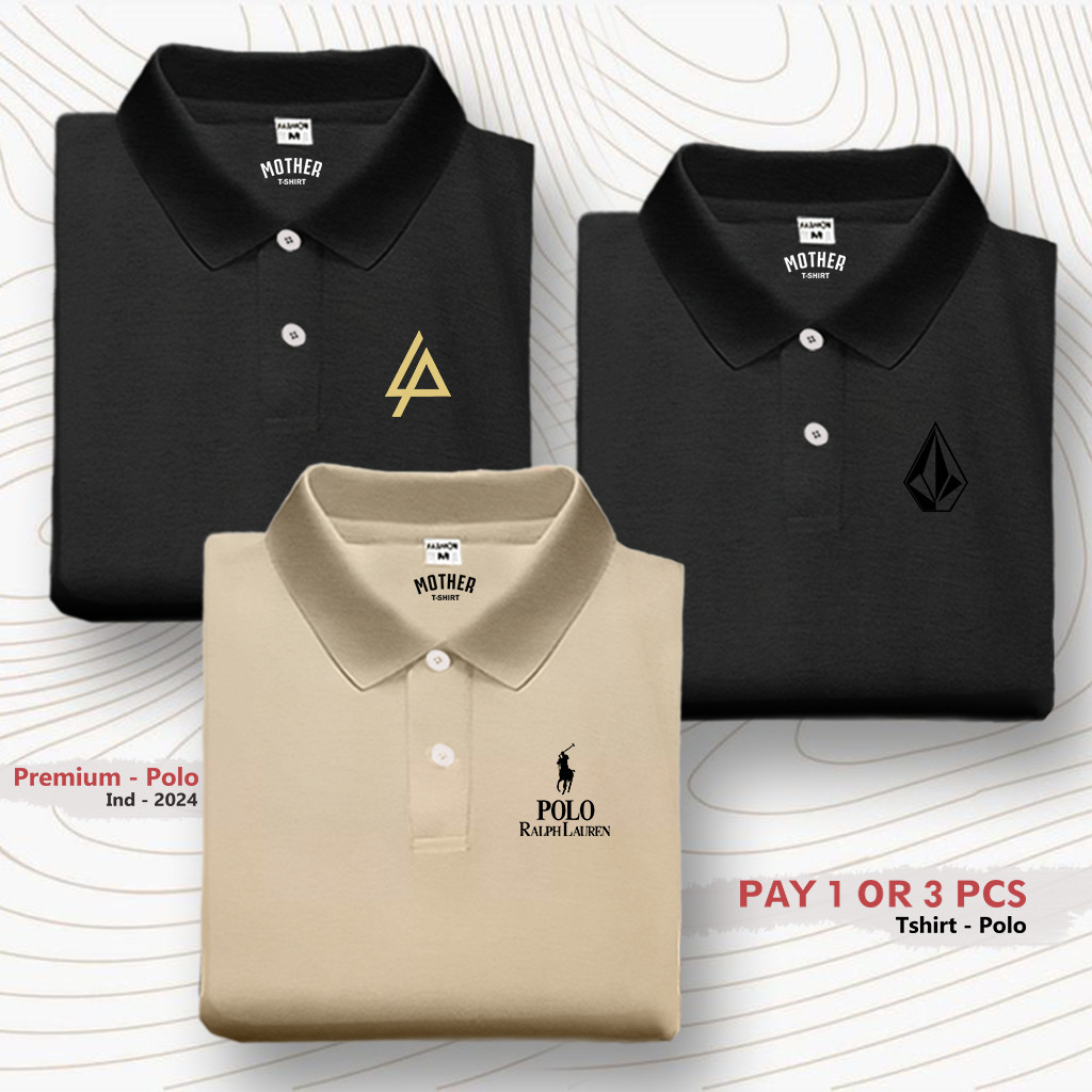 Paket 1 Get 3 pcs / Polo Shirt Tangan Pendek / Kaos Kerah Wangki | Volcom | Kaos Polos Seragam POLO