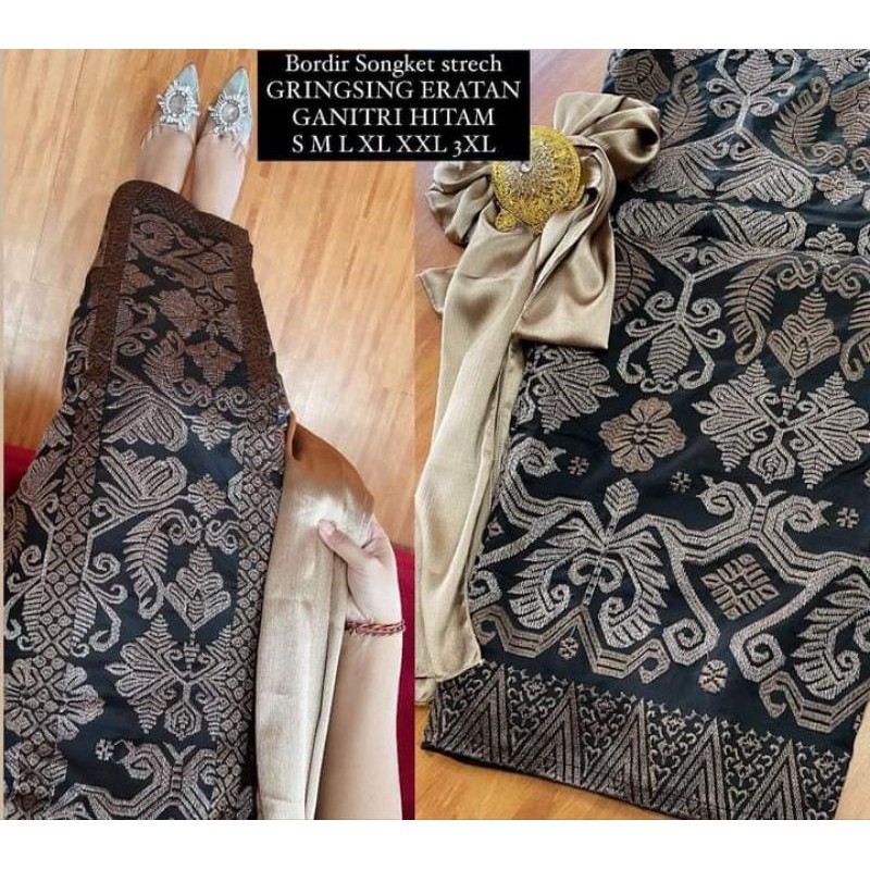 KAMEN JADI BORDIR MOTIF GANITRI SET SELENDANG ( selendang warna rndom)/KAMEN BALI/KAMEN BORDIR/KAMEN