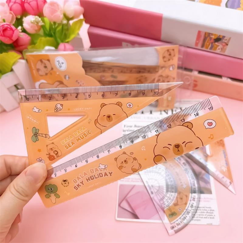 

Cute Capybara Ruler Set 4X Geometry Protractor Triangle Rulers Measuring Set Student Math Geometry Tool Set for School and Home